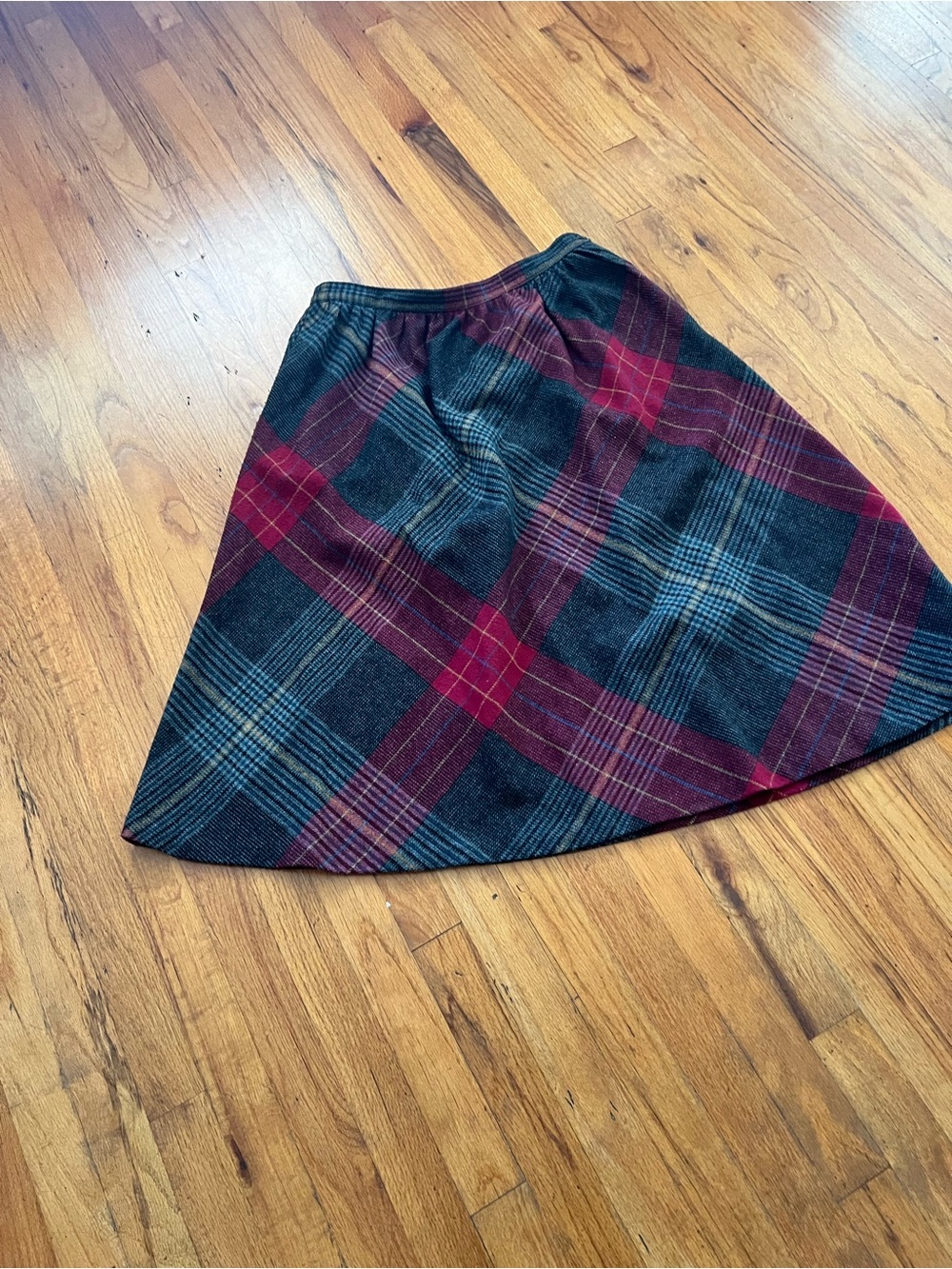 Vintage Burgundy and Blue Plaid Circle Skirt